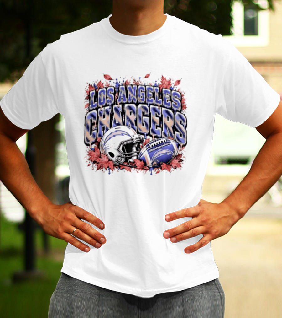 Los Angeles Chargers Football Helmet Autumn Leaves 2026 T-Shirt