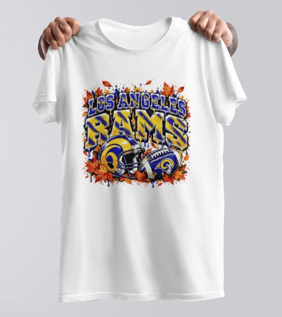 Los Angeles Rams Helmet Autumn Leaves Halloween 2026 T-Shirt