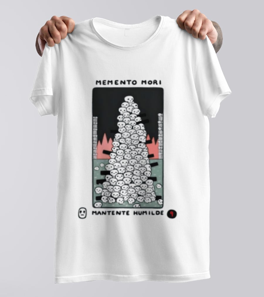 Memento Mori Mantente Humilde Stoicism Skull Pyramid Flames T-Shirt