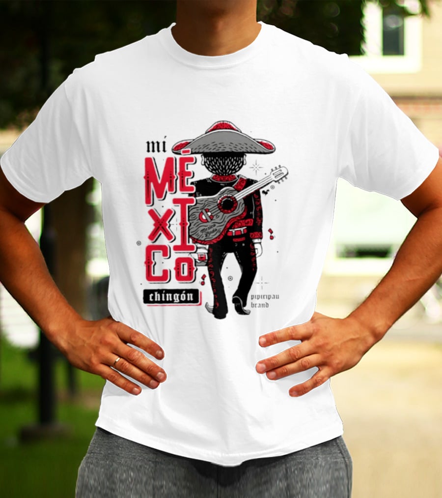 Mi Mexico Chingon Mexico Lindo Pipiripau Brand Traditional Charro Guitar T-Shirt