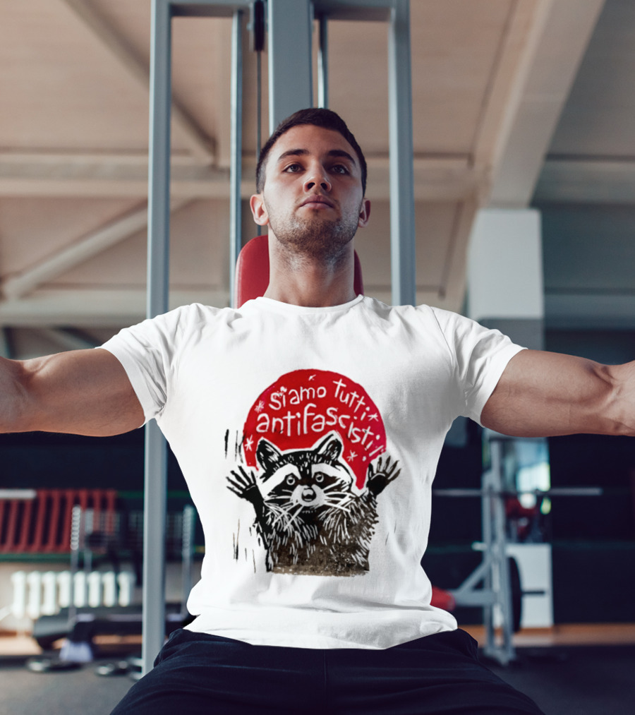 Siamo Tutti Antifascisti Raccoon Image T-Shirt