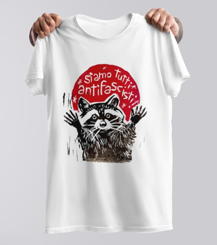 Siamo Tutti Antifascisti Raccoon Image T-Shirt