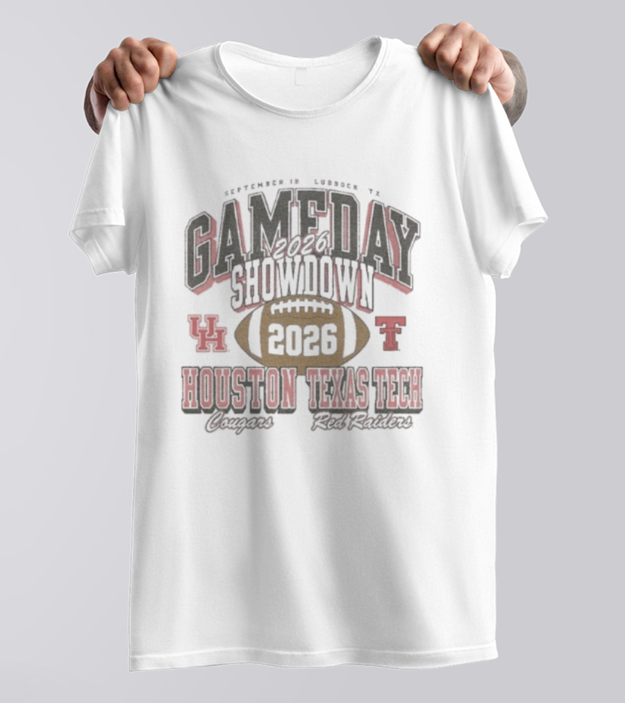2026 Gameday Showdown Houston Cougars Vs Texas Tech Red Raiders Football T-Shirt