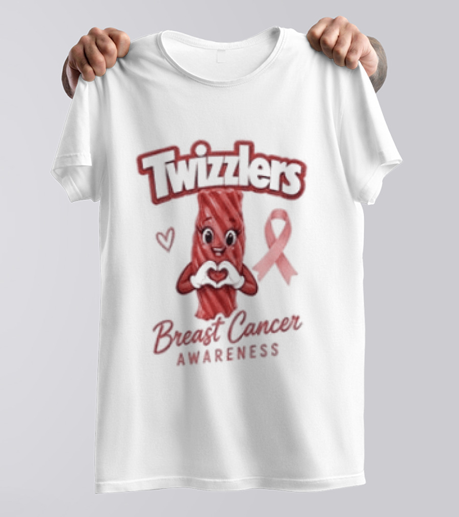 Twizzlers Red Candy Heart Pink Ribbon Breast Cancer Awareness T-Shirt