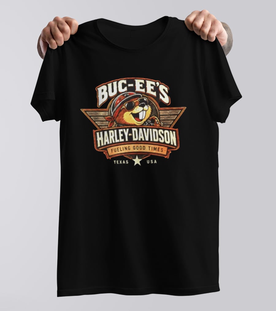 Buc Ee's Harley Davidson Fueling Good Times Texas Beavers Ride Further Great Roads T-Shirt