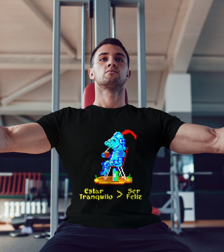 Estar Tranquilo Ser Feliz Pixel Knight Retro Gaming Aesthetic T-Shirt