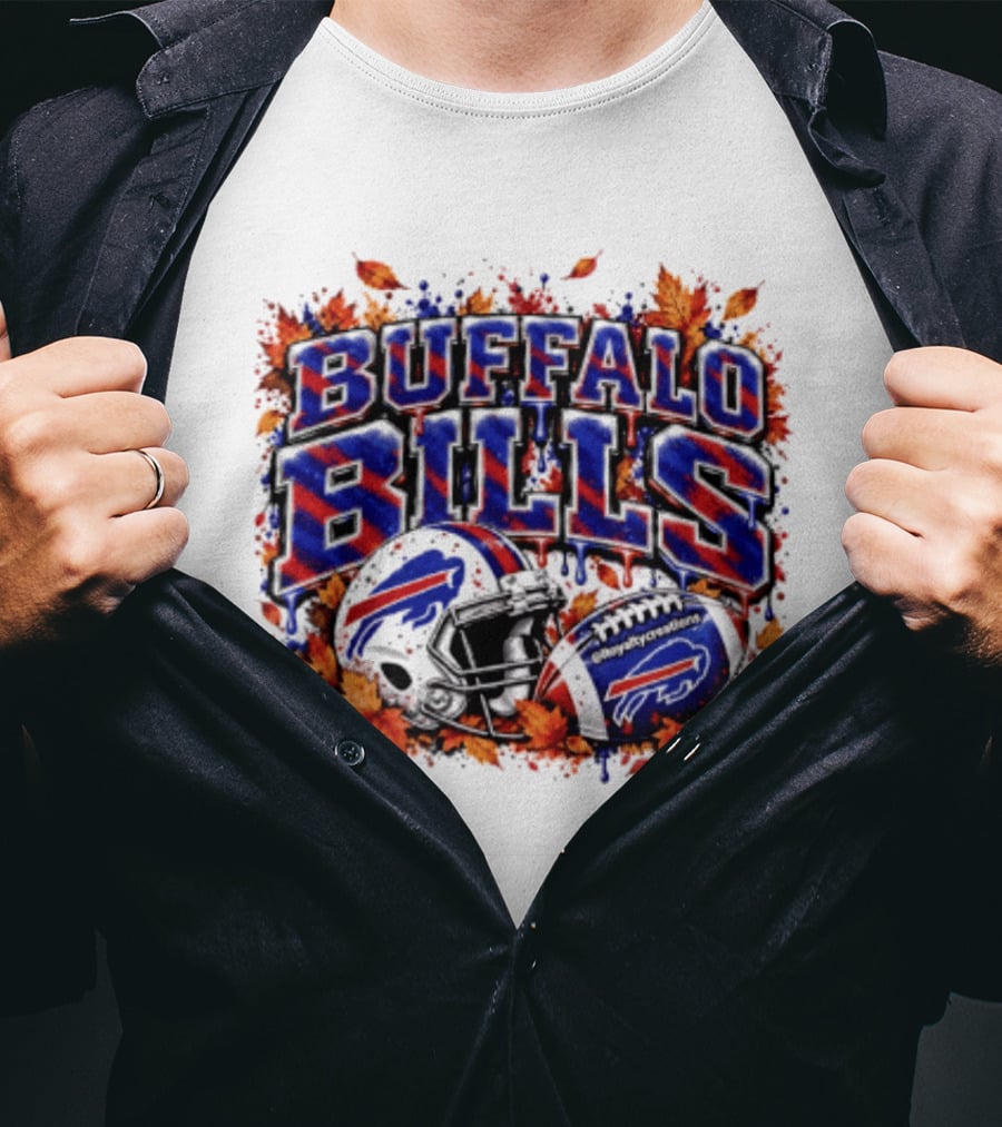 Buffalo Bills Helmet Fall Leaves Football Spirit T-Shirt