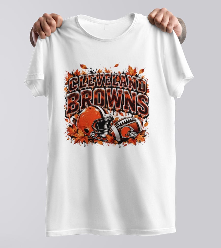 Cleveland Browns Football Helmet Autumn Leaves Halloween 2026 T-Shirt