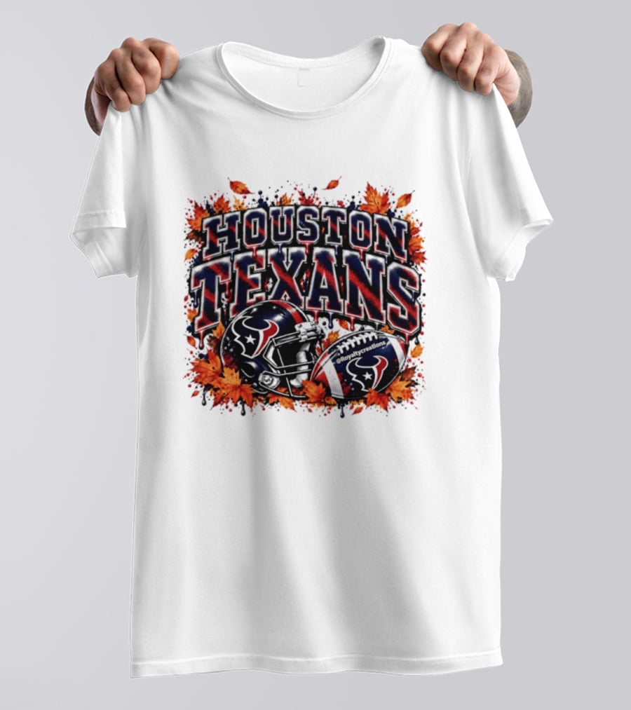 Houston Texans Football Helmet Autumn Leaves 2026 T-Shirt