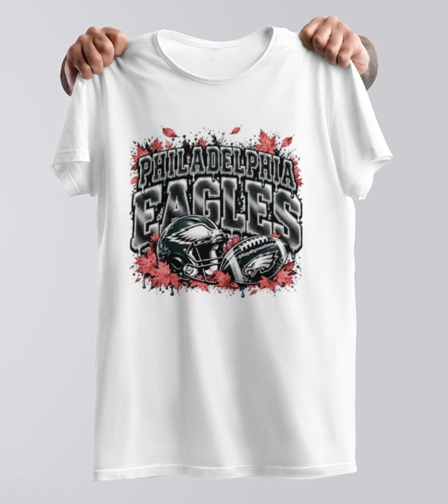 Philadelphia Eagles Football Helmet Autumn Leaves Halloween 2026 T-Shirt