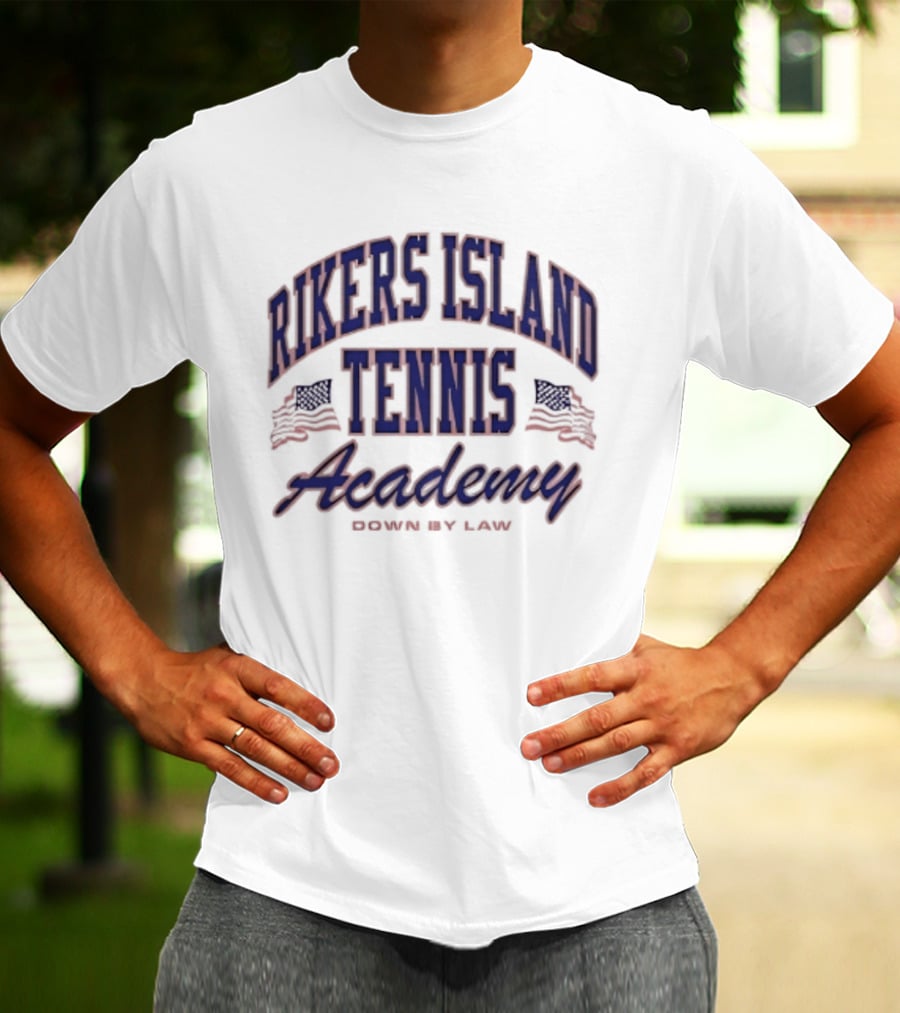 Rikers Island Tennis Academy Down By Law American Flags T-Shirt