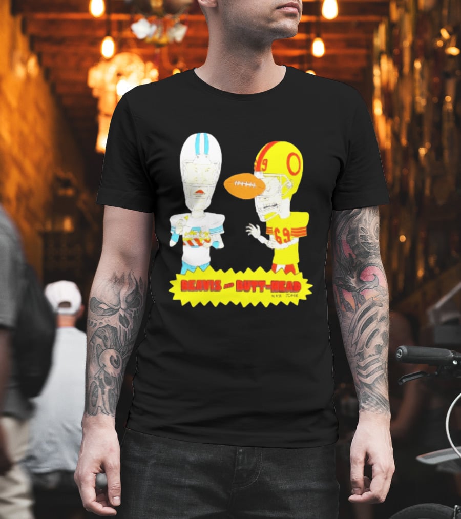 Beavis And Butt Head Football Parody Player Cartoons MTV Series 90s Humor T-Shirt
