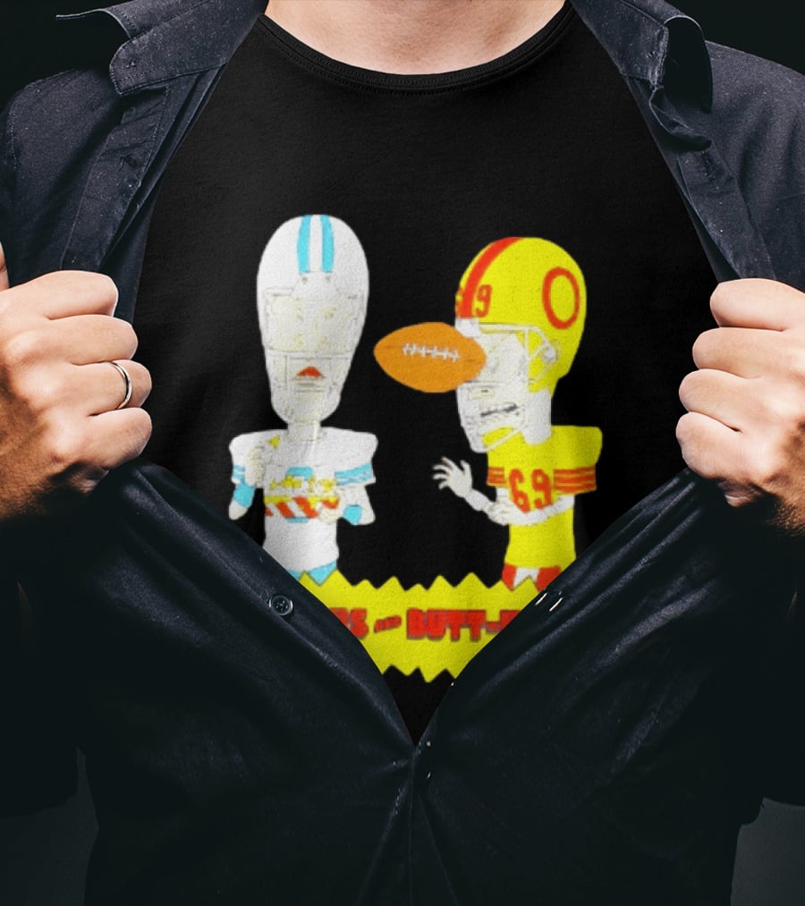 Beavis And Butt Head Football Parody Player Cartoons MTV Series 90s Humor T-Shirt