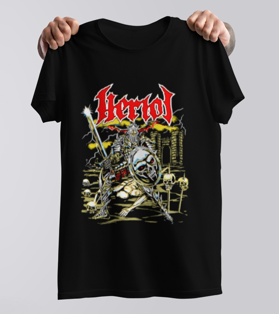 Herol Fantasy Knight Skull Shield Sword Adventure T-Shirt