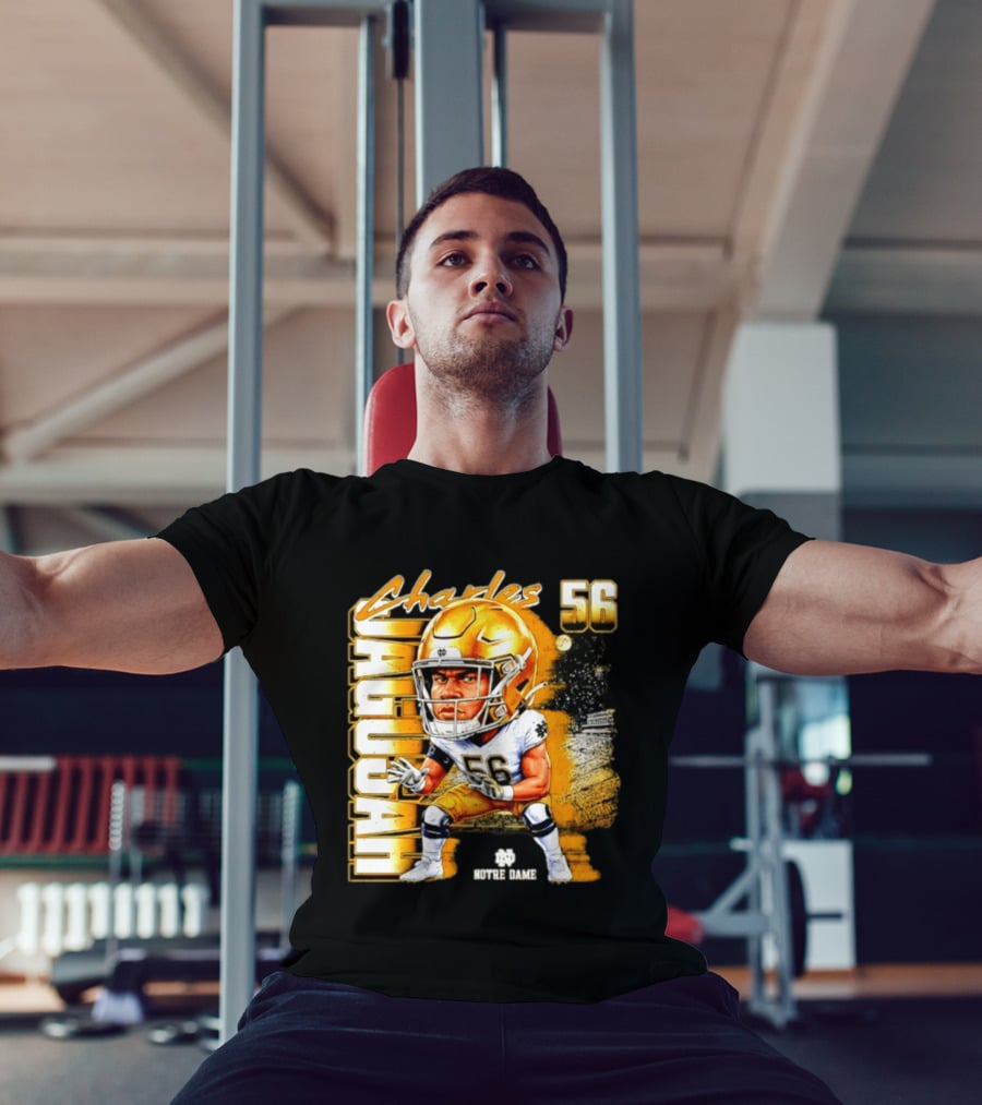 Charles Jagusah 56 Notre Dame Player NCAA Football Caricature T-Shirt
