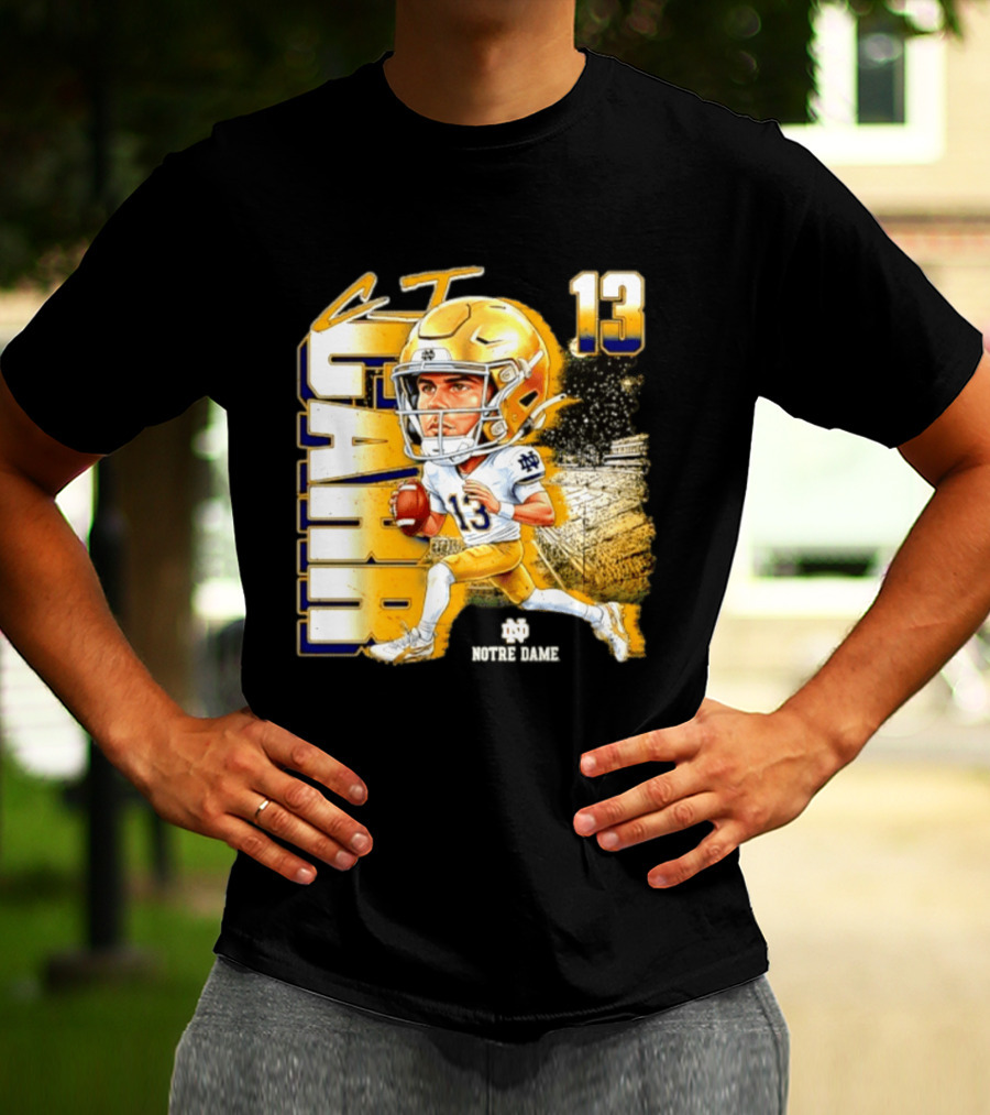 CJ Carr 13 Notre Dame Fighting Irish Football Player Caricature T-Shirt