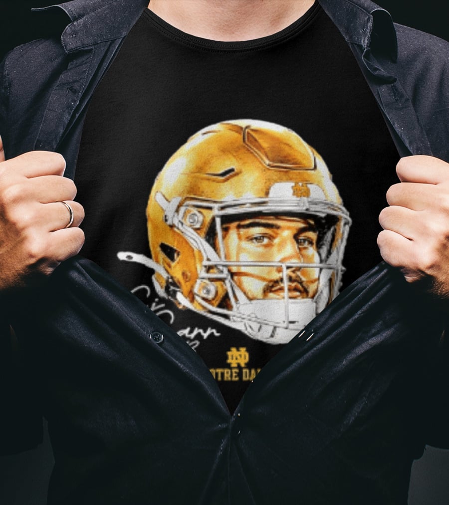 Notre Dame Football CJ Carr 13 NCAA Swag Helmet T-Shirt