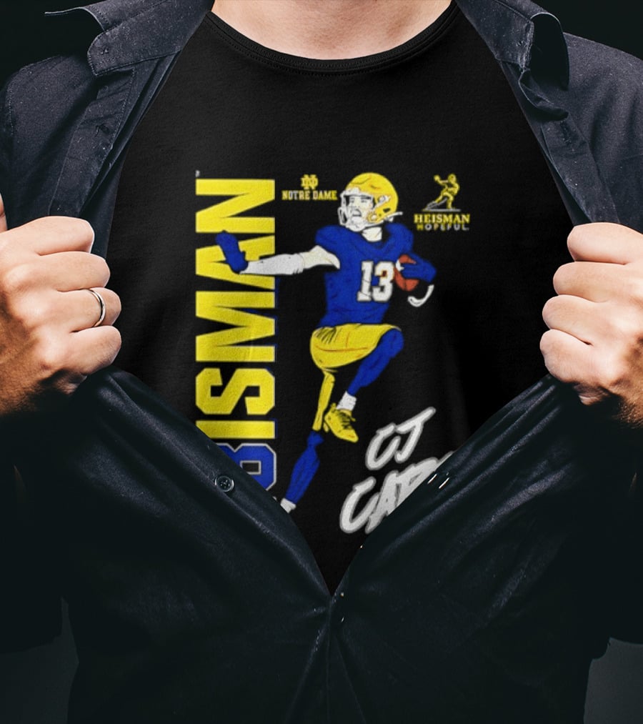 Notre Dame Football CJ Carr Heisman 13 NCAA T-Shirt