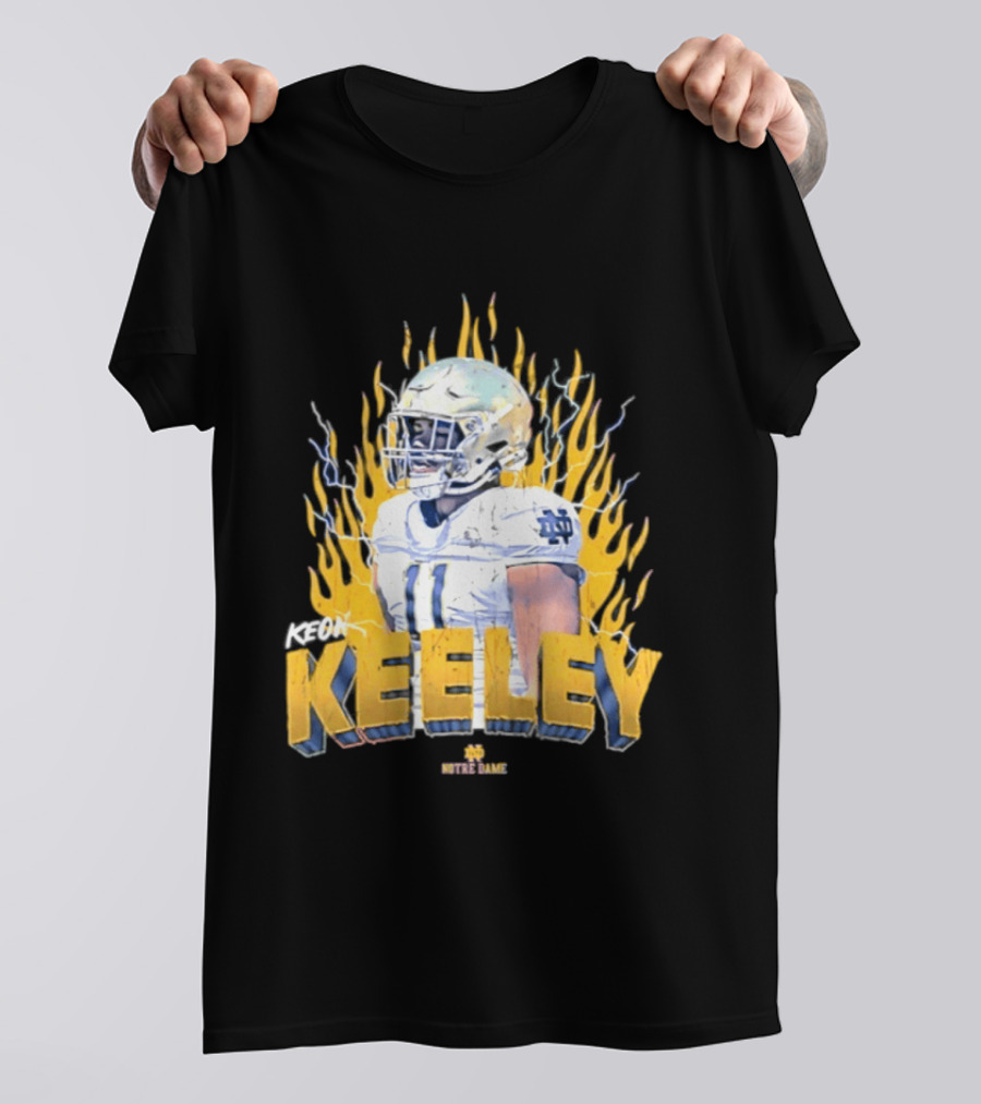 Notre Dame Football Keeley 11 NCAA Player Name Flame Burst T-Shirt