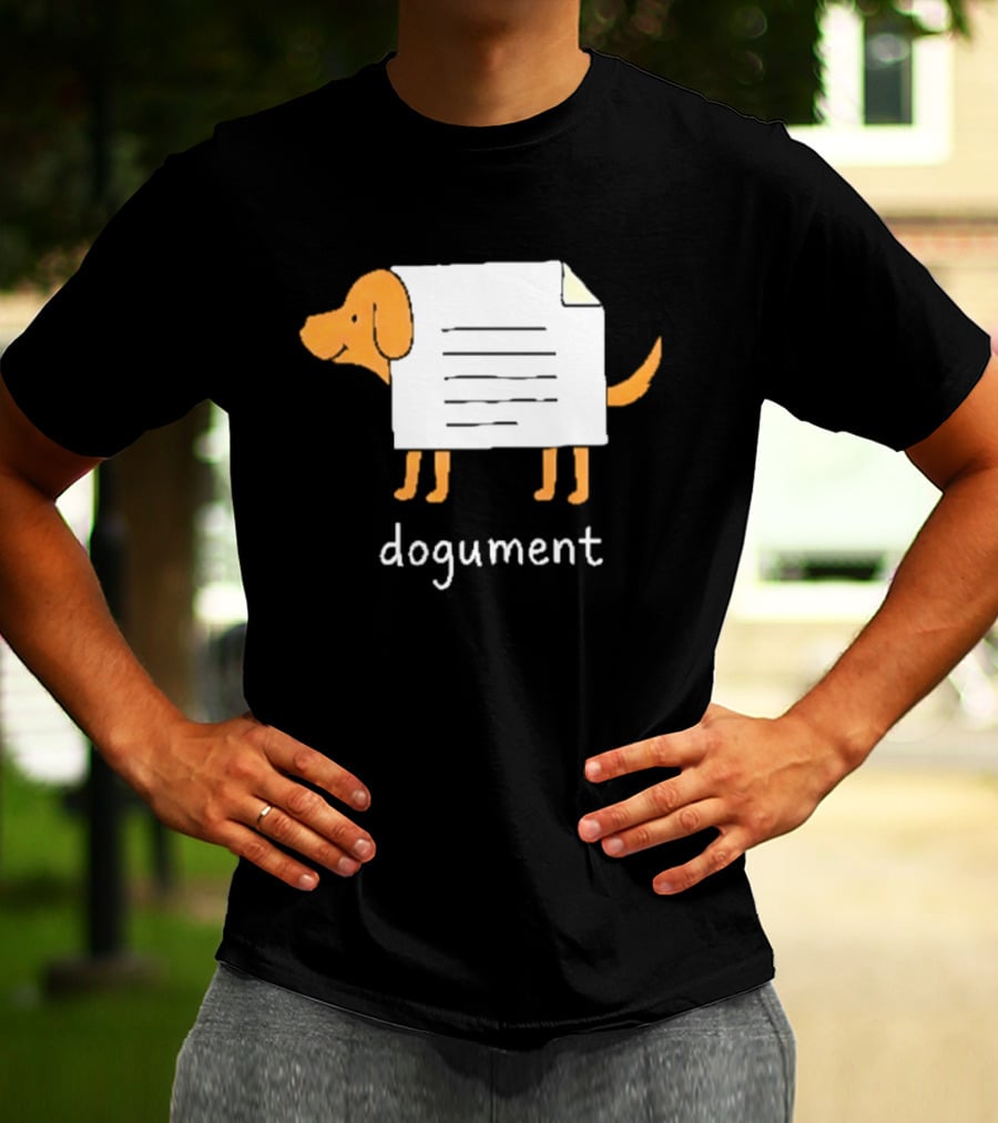 Dogument Pun Dog Document Office Humor T-Shirt