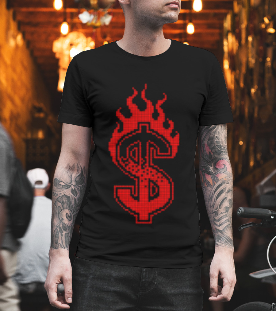 Lambrini Girls Band Store No Refunds Baby Black Flaming Dollar Sign T-Shirt
