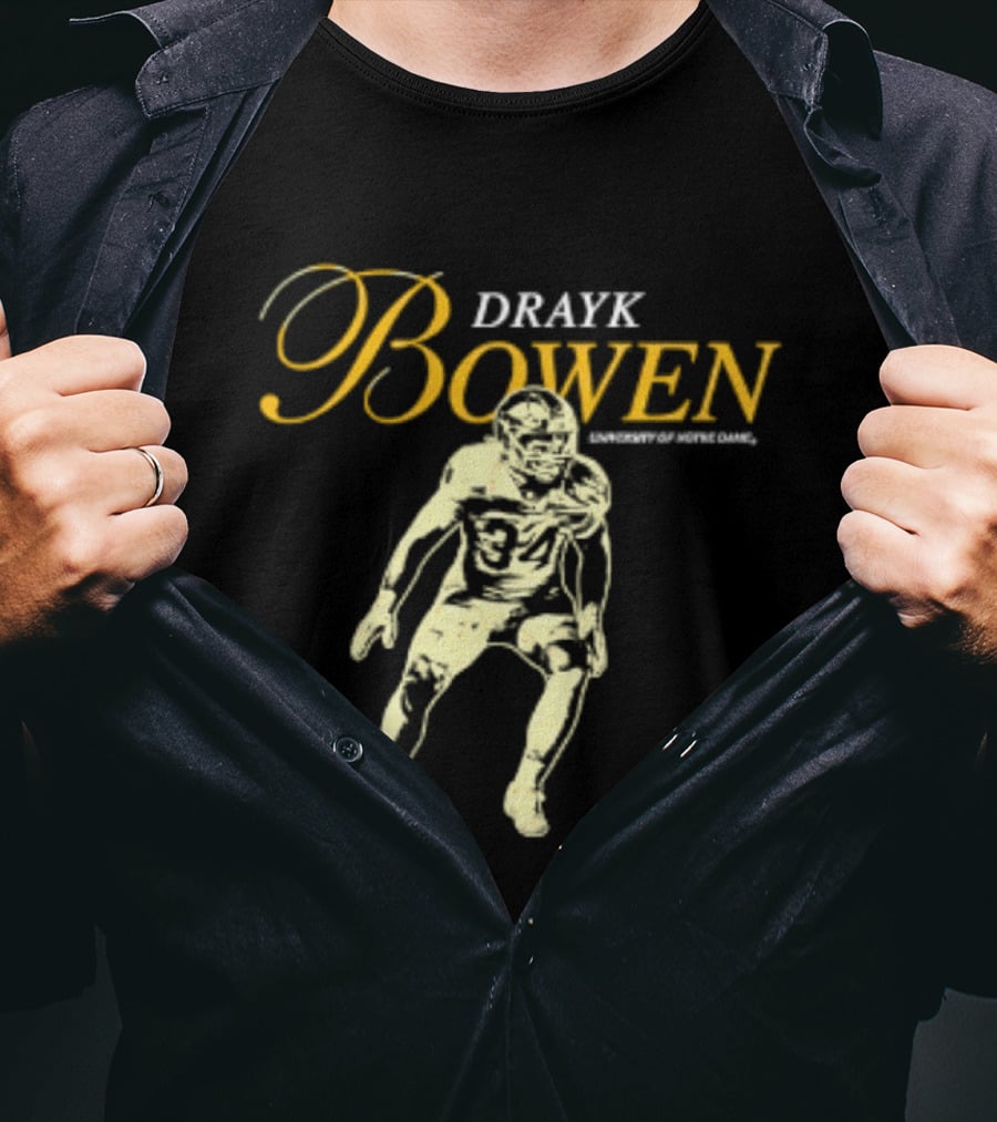 Drayk Bowen 34 Notre Dame NCAA Football Player T-Shirt