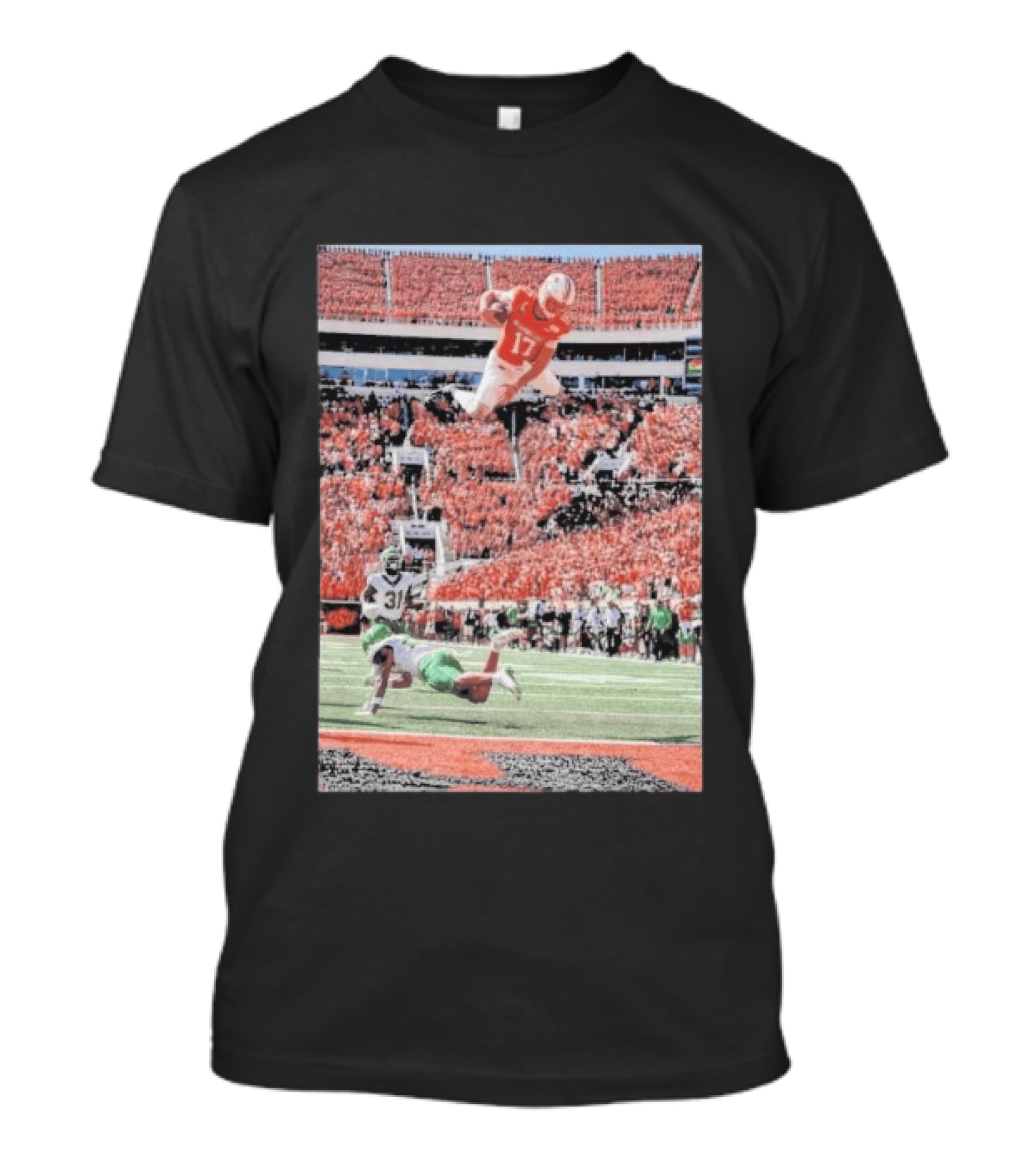 Drew Mestemaker Air Mesty Football Jumping Action 17 Stadium Scene T-Shirt