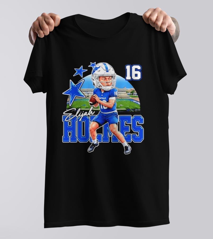 Elijah Holmes 16 Buffalo Bulls NCAA Football Caricature T-Shirt