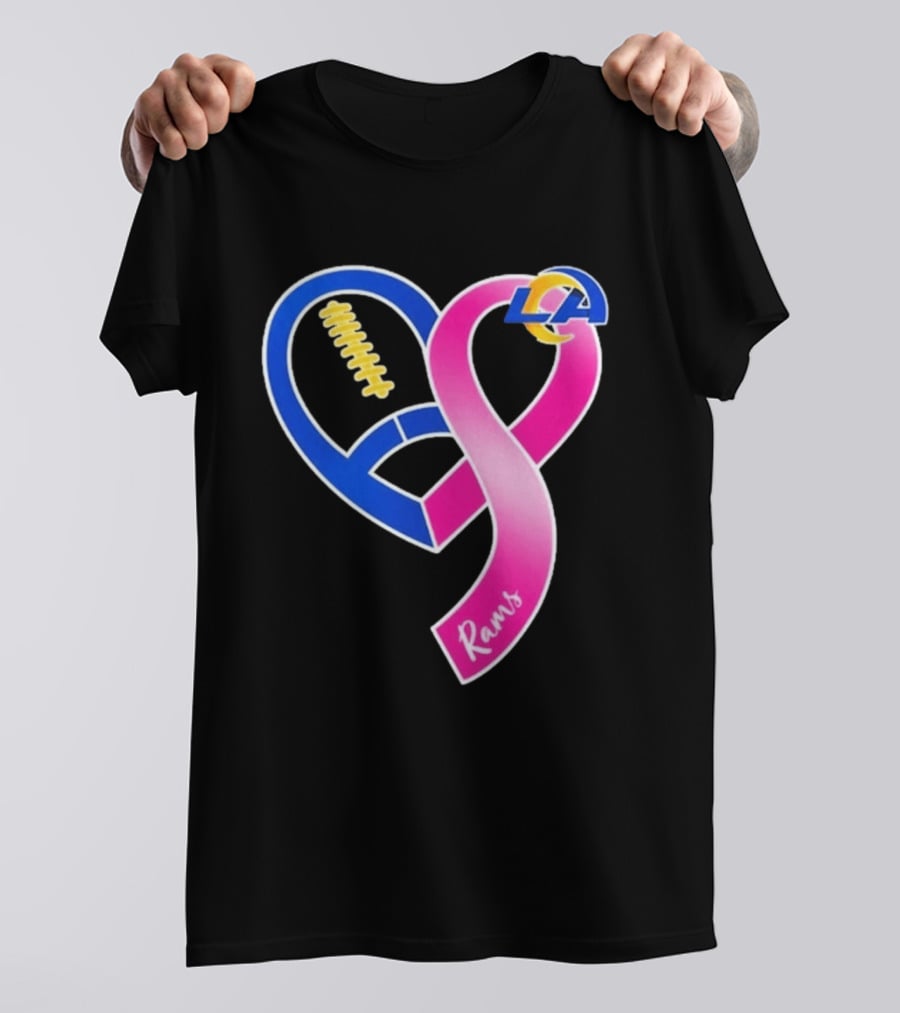 Los Angeles Rams Breast Cancer Awareness LA Ribbon Heart 2026 T-Shirt