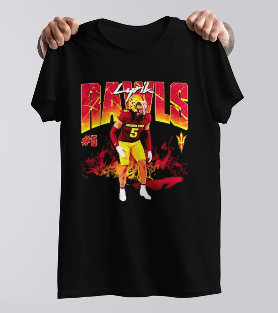 Lyrik Rawls #5 Arizona State Football Player Graphic With Sun Devils T-Shirt