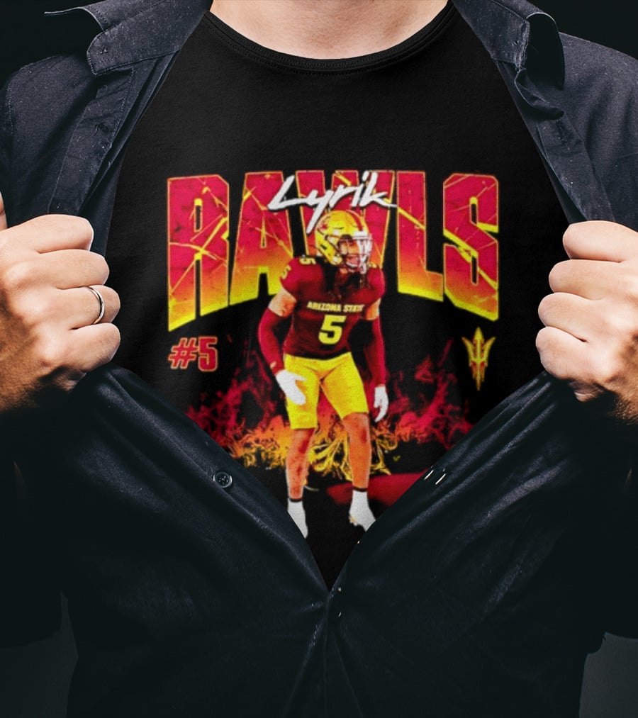 Lyrik Rawls #5 Arizona State Football Player Graphic With Sun Devils T-Shirt