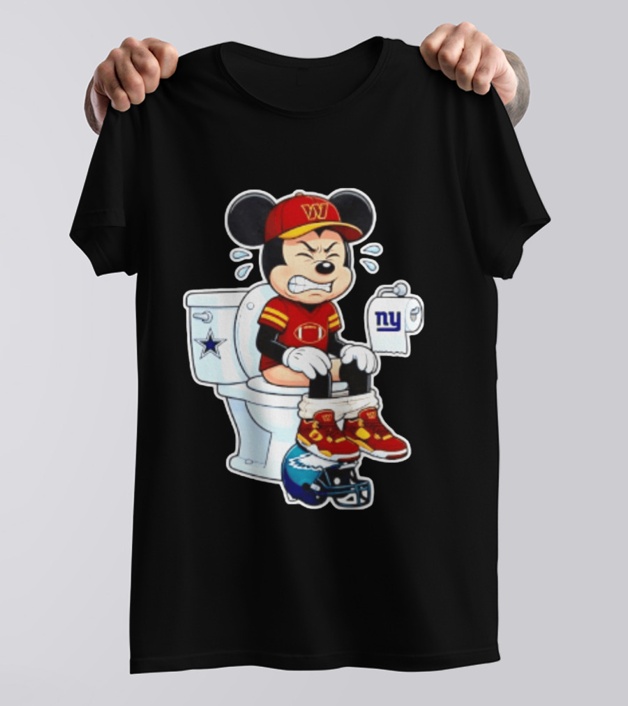 Mickey Toilet Washington W Frustrated Cowboys Giants Eagles Football Rivalry T-Shirt