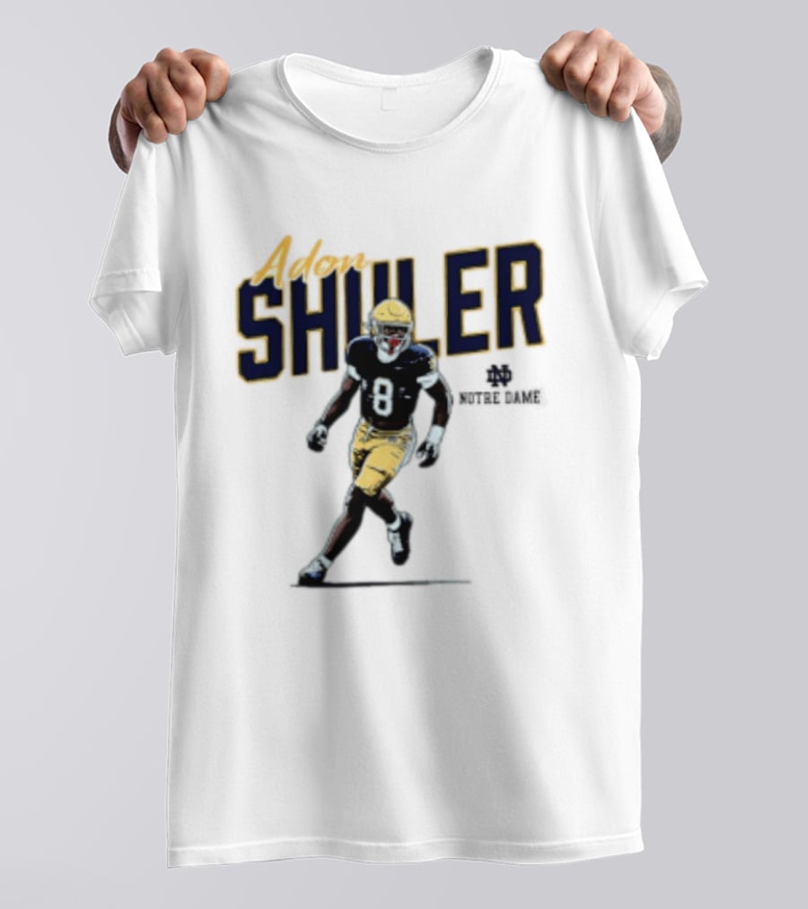 Adon Shuler 8 Notre Dame NCAA Football Caricature Player T-Shirt