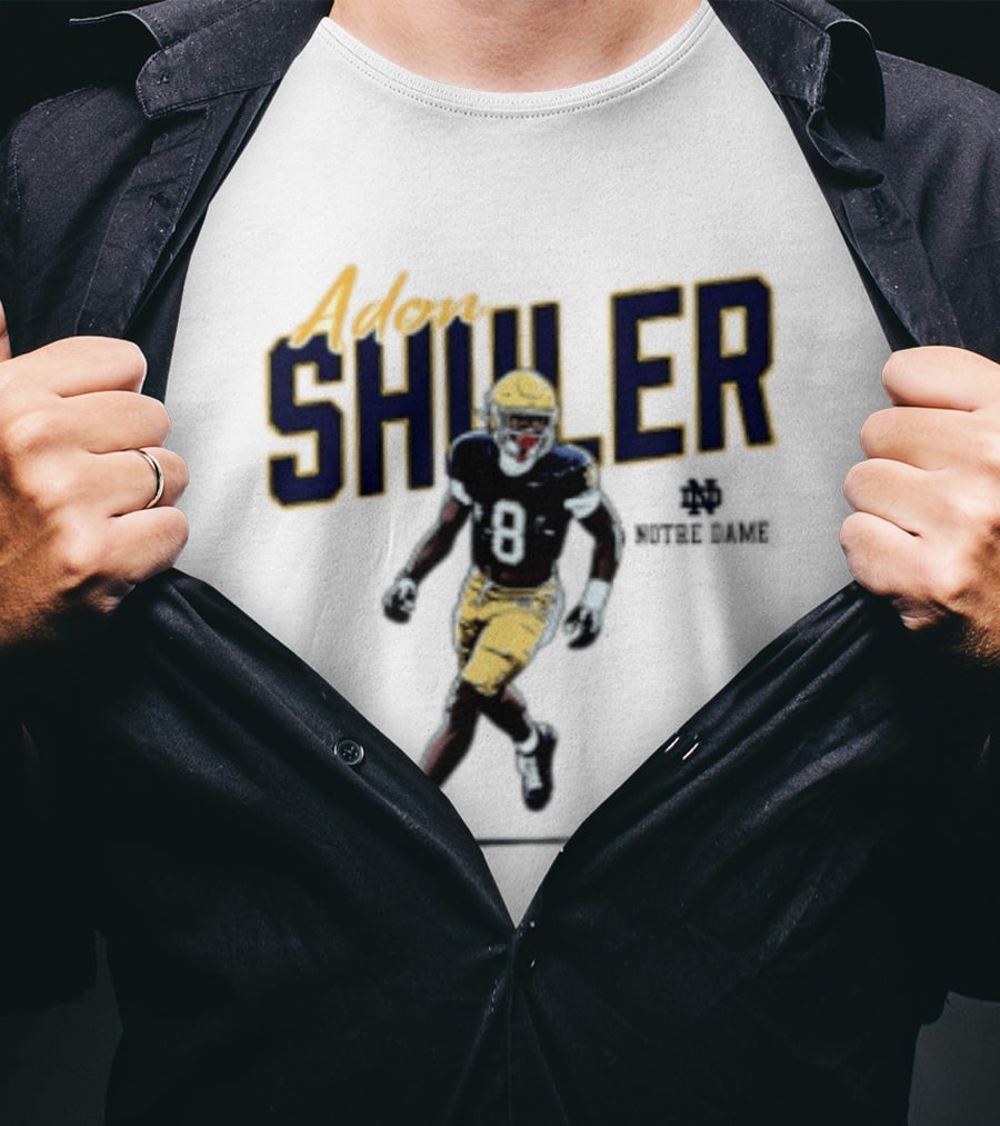 Adon Shuler 8 Notre Dame NCAA Football Caricature Player T-Shirt