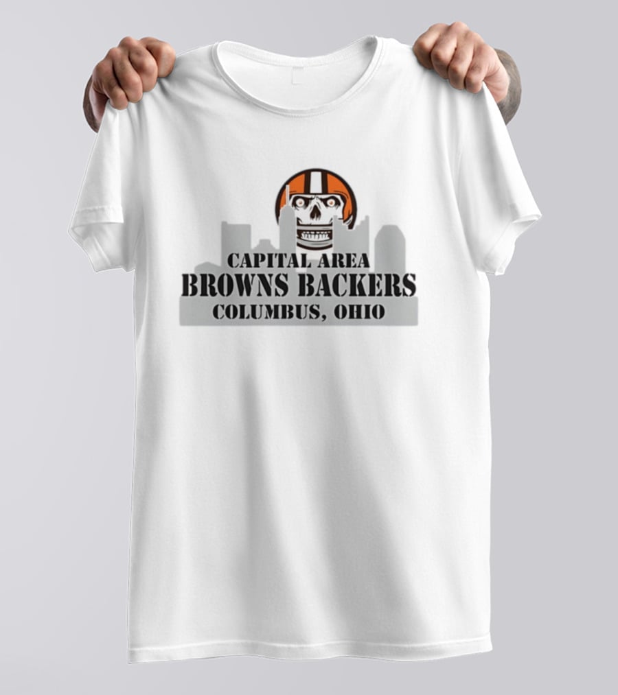 Cleveland Browns Skull Capital Area Browns Backers Columbus Ohio T-Shirt