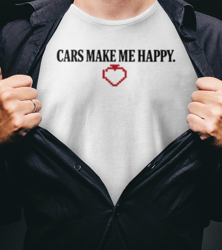Cars Make Me Happy Heart Shaped T-Shirt