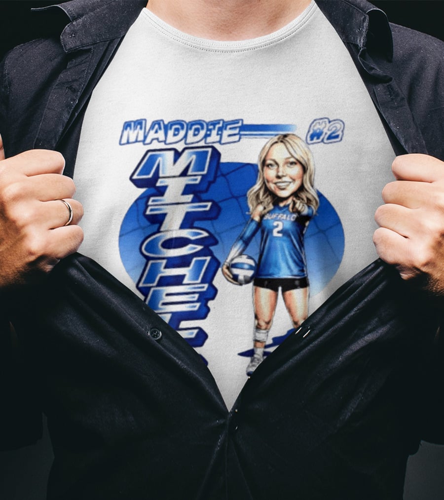 Maddie Mitchell #2 Buffalo Volleyball Caricature T-Shirt