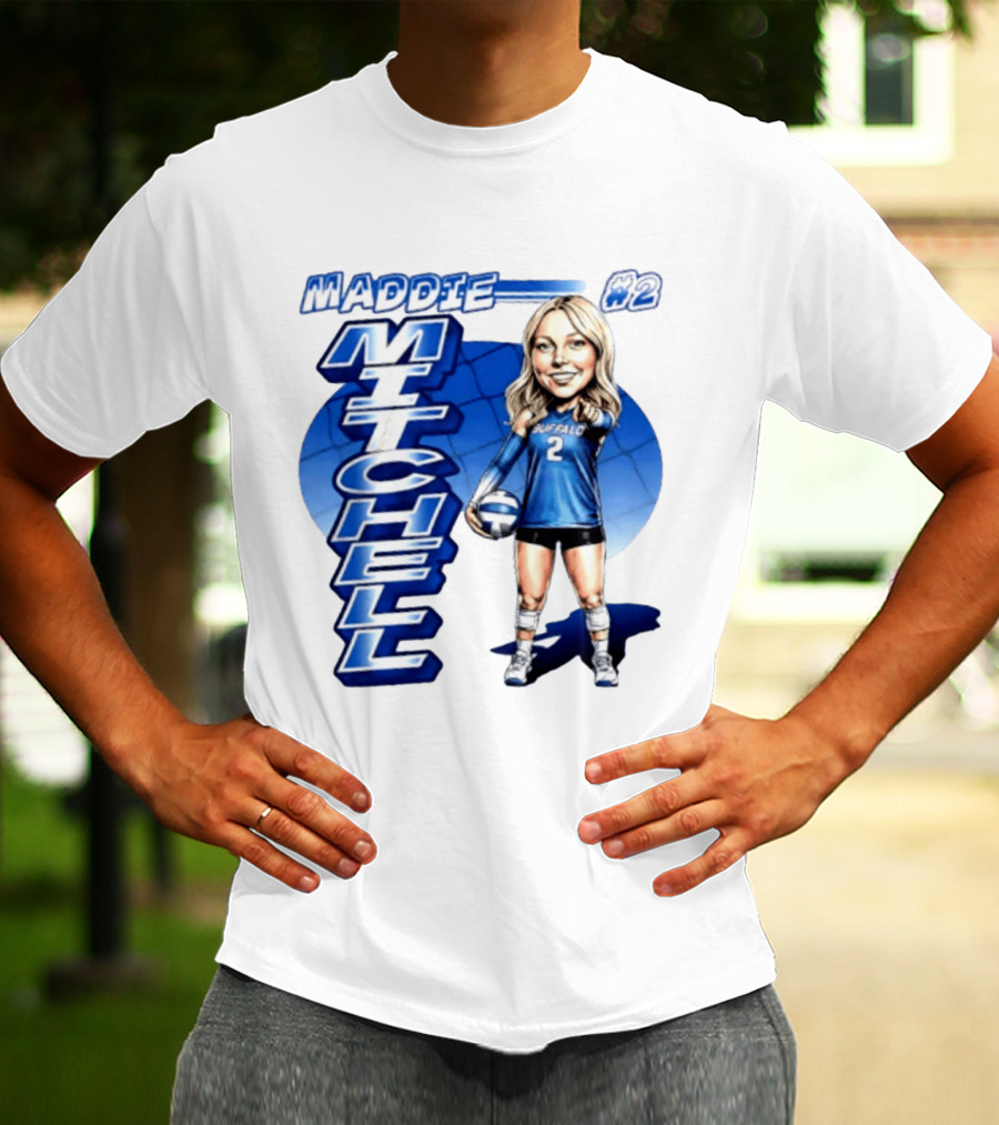 Maddie Mitchell #2 Buffalo Volleyball Caricature T-Shirt