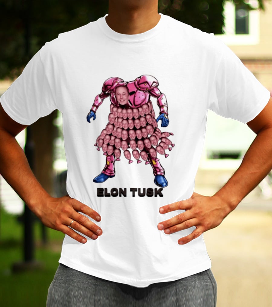Elon Tusk Pink Armor Mosaic Elon Musk Faces T-Shirt