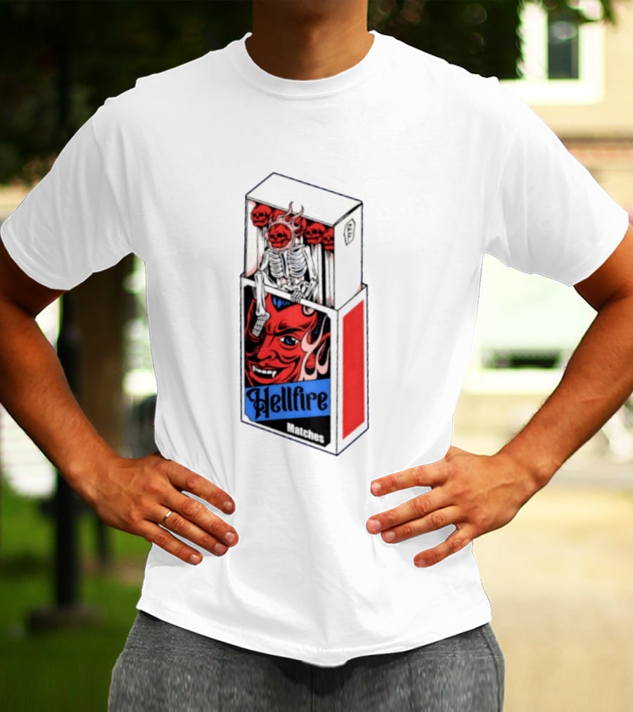 Hellfire Matches Devil Skeleton Occult Red Skull T-Shirt
