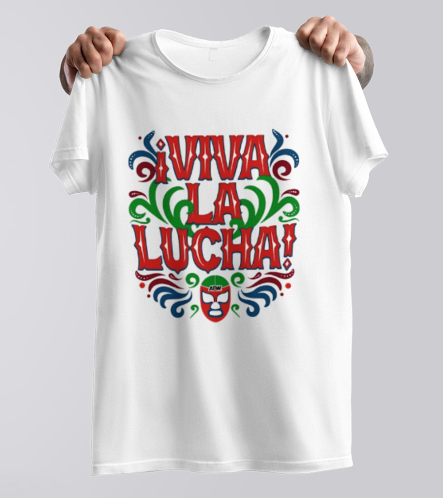 Viva La Lucha Mask Design With Colorful Swirls And Exclamation Marks T-Shirt