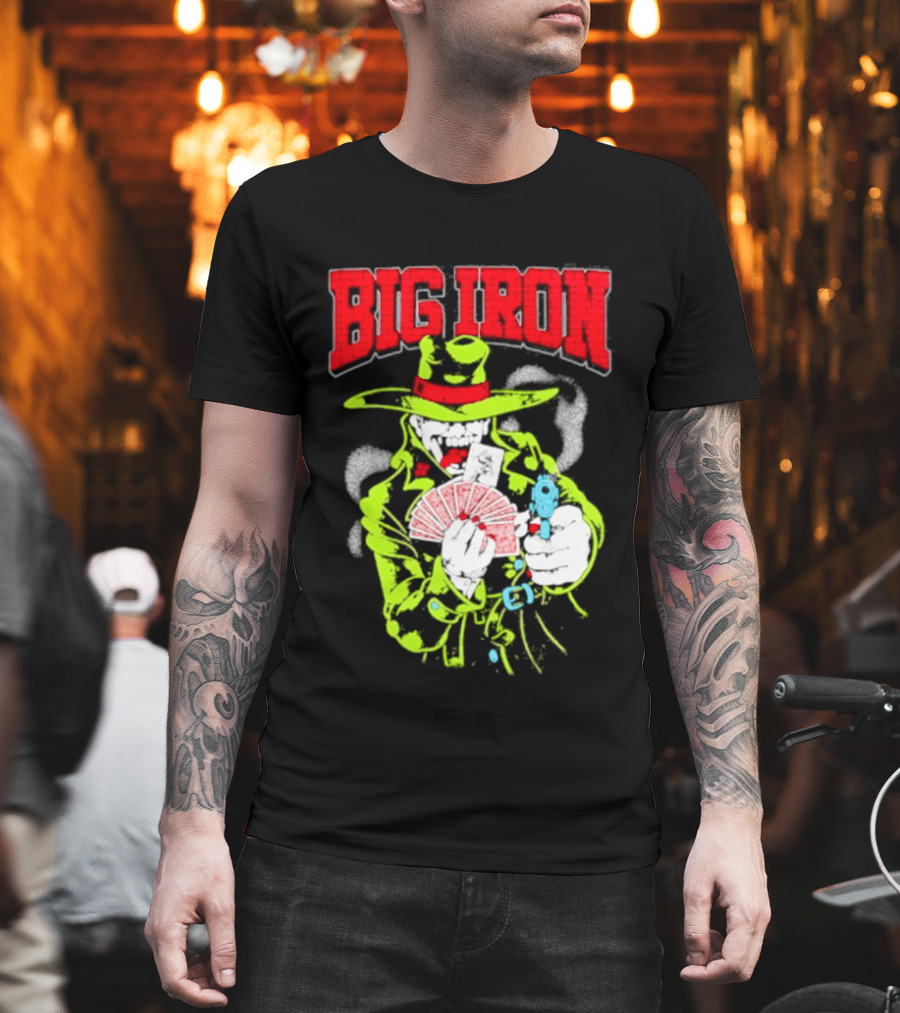 Big Iron Joker Cowboy Western Playing Cards T-Shirt