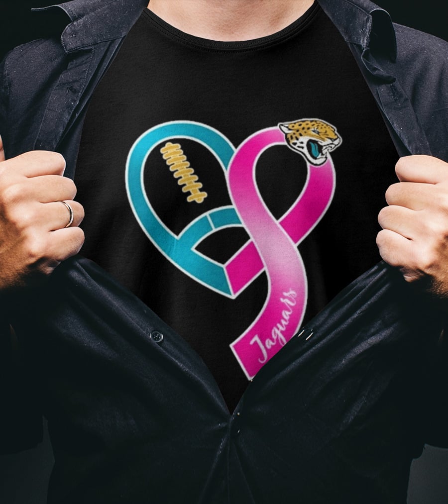Jacksonville Jaguars Breast Cancer Awareness Heart Ribbon 2026 T-Shirt