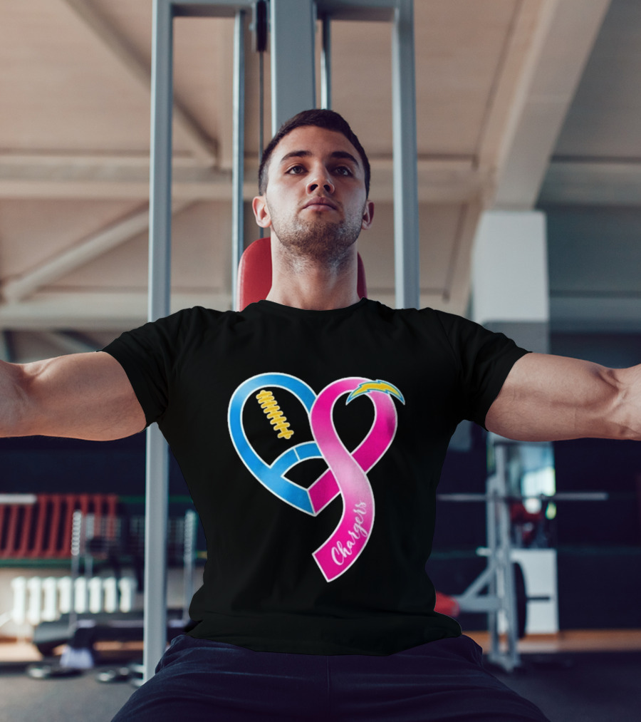 Los Angeles Chargers Breast Cancer Awareness Heart Ribbon 2026 T-Shirt
