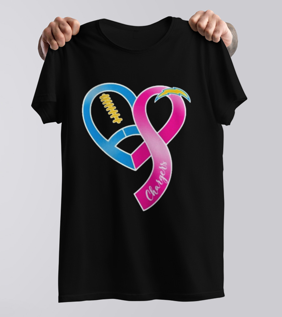 Los Angeles Chargers Breast Cancer Awareness Heart Ribbon 2026 T-Shirt