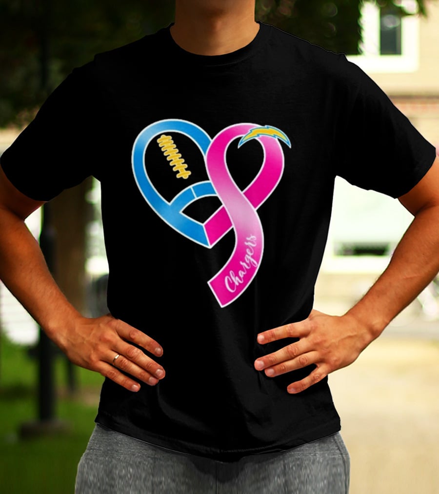 Los Angeles Chargers Breast Cancer Awareness Heart Ribbon 2026 T-Shirt