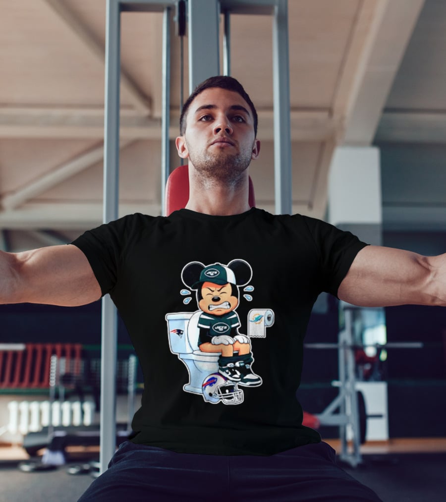 Mickey Jets Toilet Frustration Patriots Dolphins Bills Rivalry T-Shirt