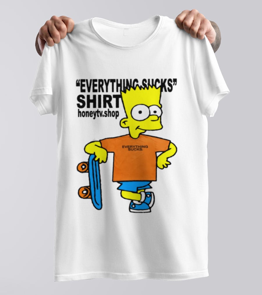Bart Simpson Everything Sucks Skateboard Homage The Simpsons T-Shirt
