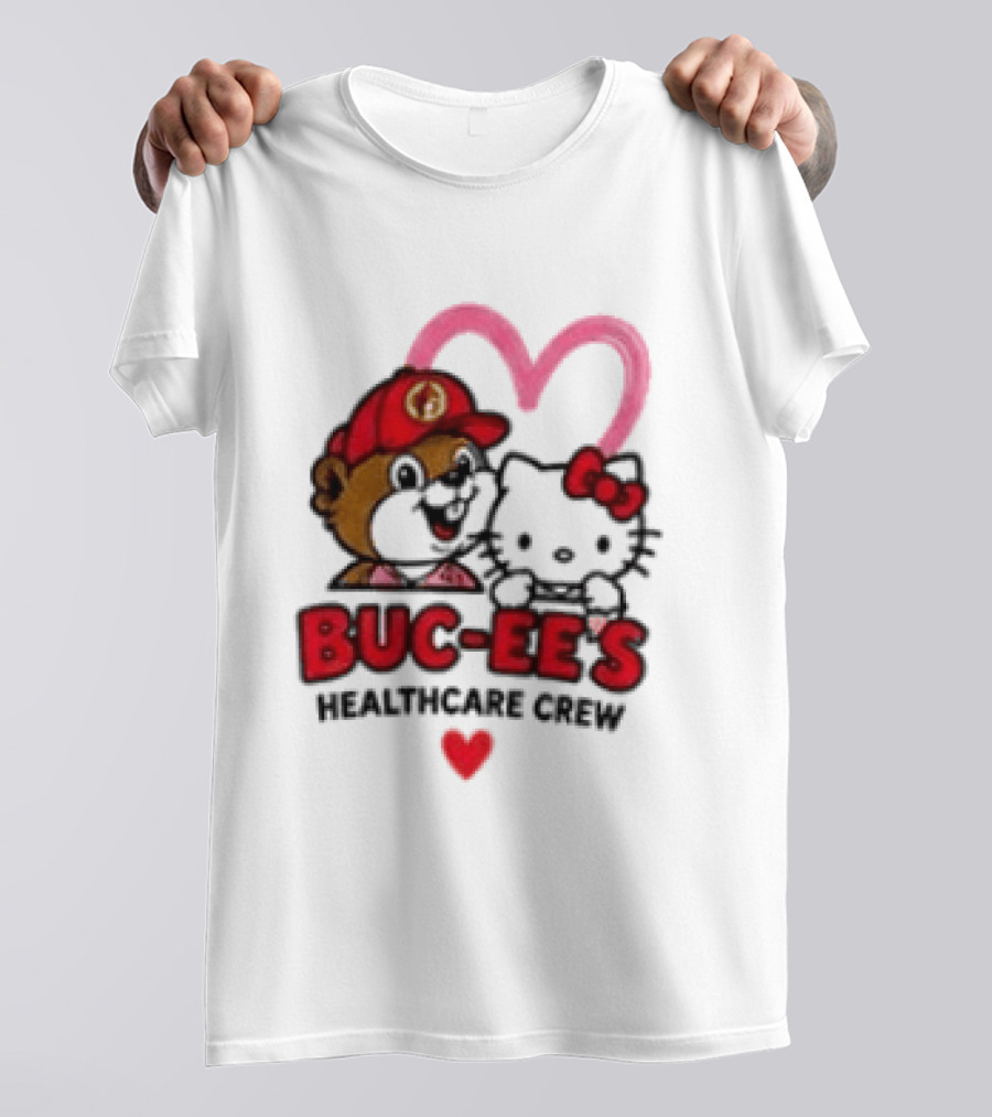 Buc Ee's Hello Kitty Caring Hearts Healthcare Crew T-Shirt