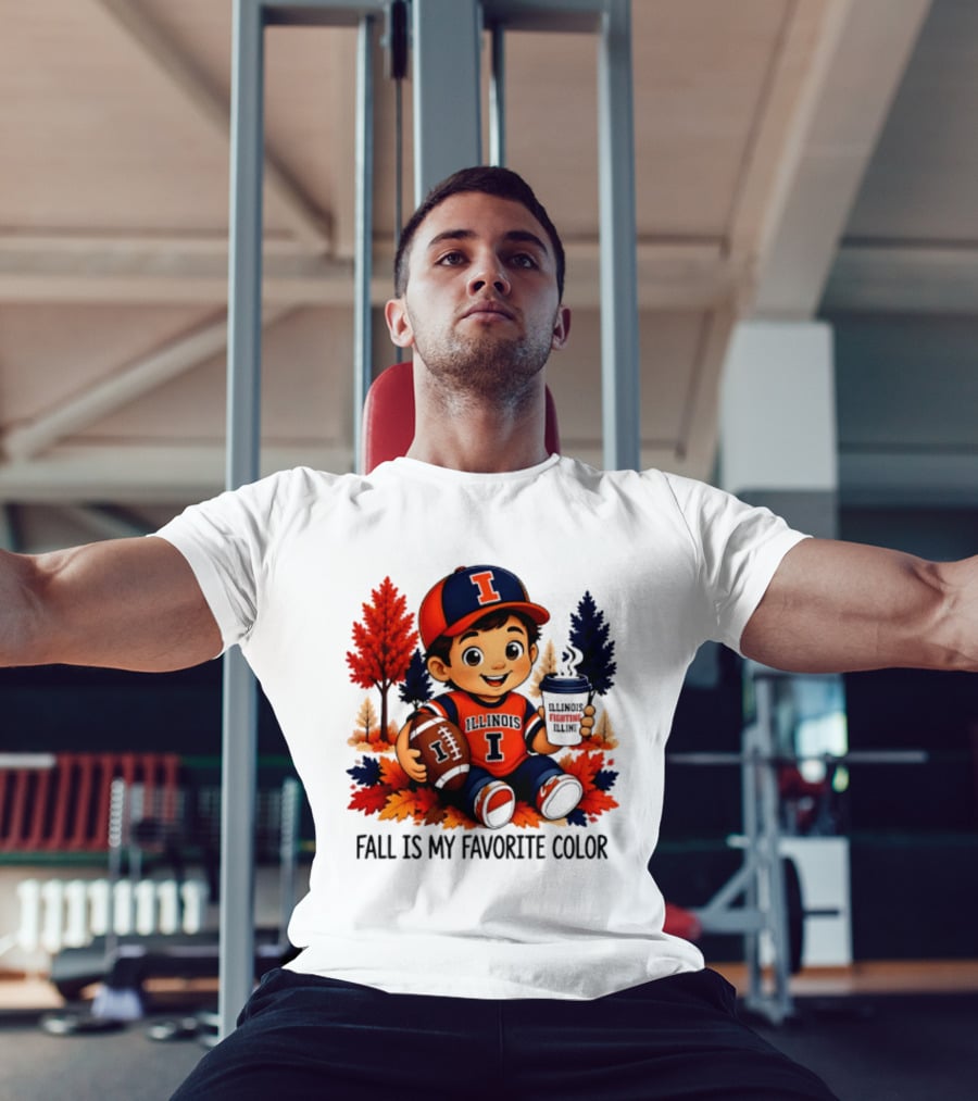 Illinois Fighting Illini Fall Is My Favorite Color Football Kid T-Shirt